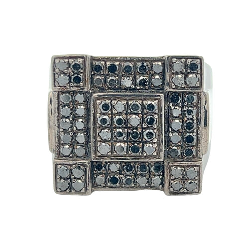 Chunky 1.79cttw Black Diamond Ring .925 Sterling Silver