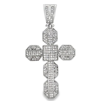 Chunky Iced Out Cross CZ Micro Pave Pendant