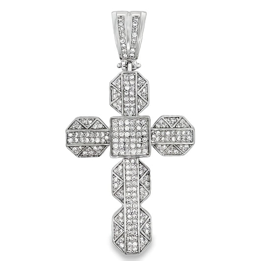 Chunky Iced Out Cross CZ Micro Pave Pendant