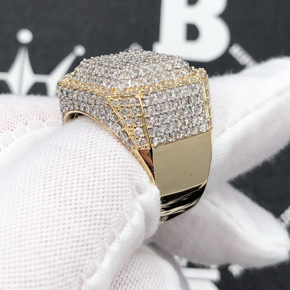 Chunky Layered Cushion 4.95cttw Diamond Ring 10K Yellow Gold