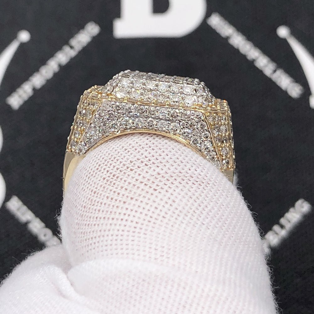 Chunky Layered Cushion 4.95cttw Diamond Ring 10K Yellow Gold
