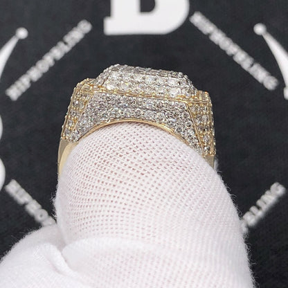 Chunky Layered Cushion 4.95cttw Diamond Ring 10K Yellow Gold