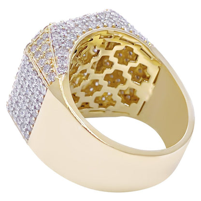 Chunky Layered Cushion 4.95cttw Diamond Ring 10K Yellow Gold