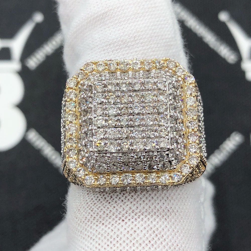 Chunky Layered Cushion 4.95cttw Diamond Ring 10K Yellow Gold