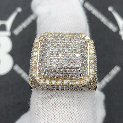 Chunky Layered Cushion 4.95cttw Diamond Ring 10K Yellow Gold
