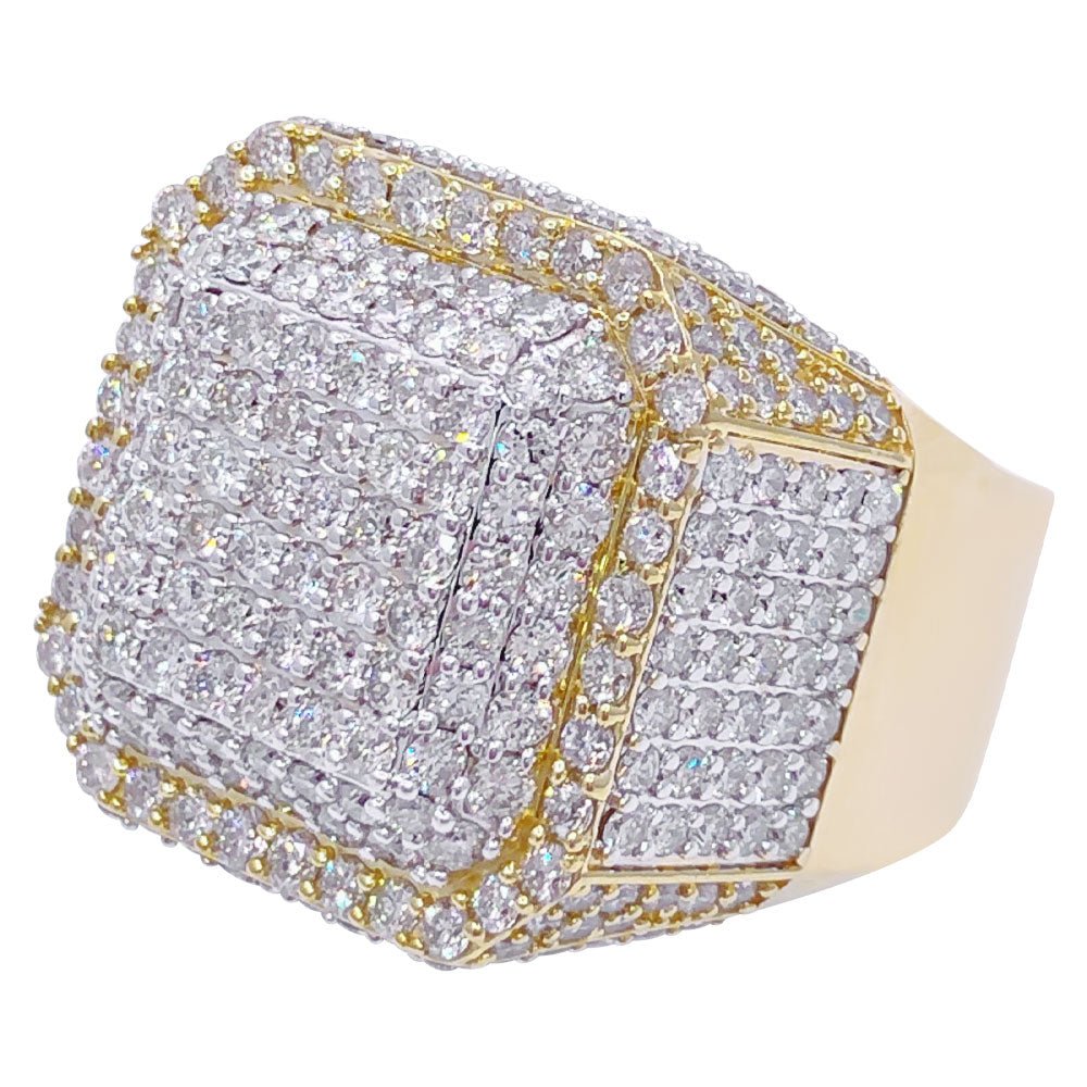 Chunky Layered Cushion 4.95cttw Diamond Ring 10K Yellow Gold