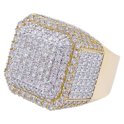 Chunky Layered Cushion 4.95cttw Diamond Ring 10K Yellow Gold