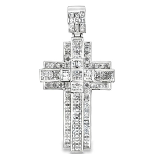 Chunky Princess Cut Cross CZ Iced Out Pendant