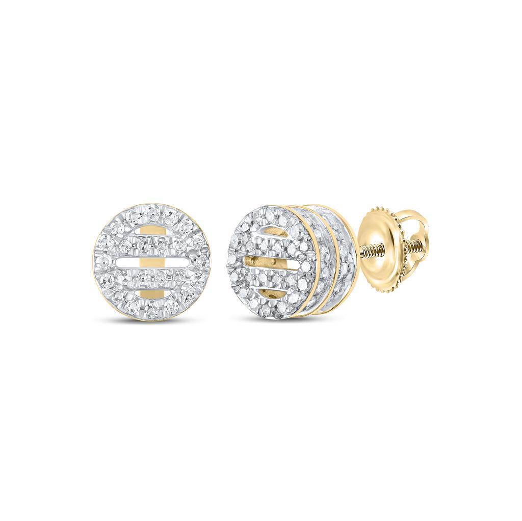 Circle Bars Double 3D Diamond Earrings .33cttw 10K Yellow Gold