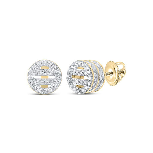 Circle Bars Double 3D Diamond Earrings .33cttw 10K Yellow Gold