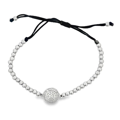 Circle Bead Rope Bracelet .925 Sterling Silver