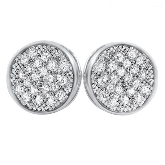 Circle M CZ Micro Pave Earrings Rhodium