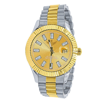 Clean 41MM Masterpiece CZ Baguette Hours Date Watch