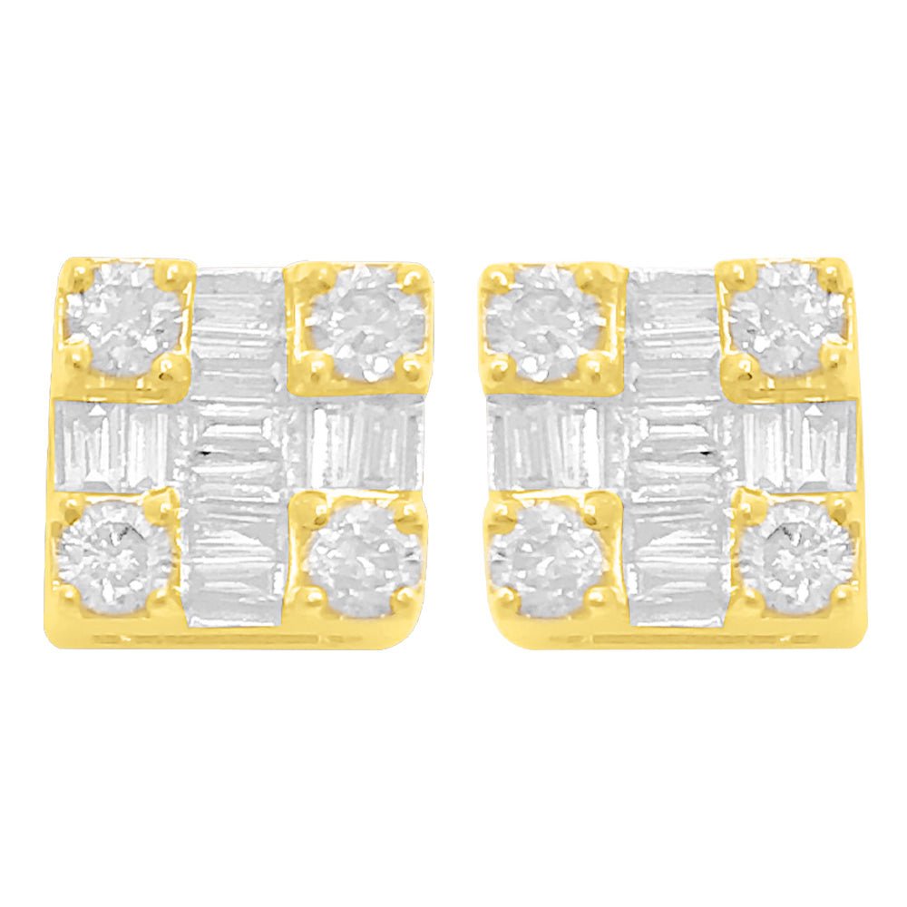 Clean Box Baguette Diamond Earrings .35cttw 10K Yellow Gold