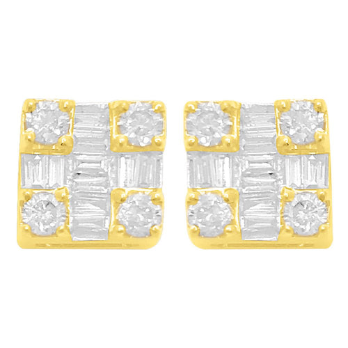 Clean Box Baguette Diamond Earrings .35cttw 10K Yellow Gold