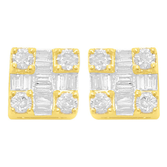 Clean Box Baguette Diamond Earrings .35cttw 10K Yellow Gold