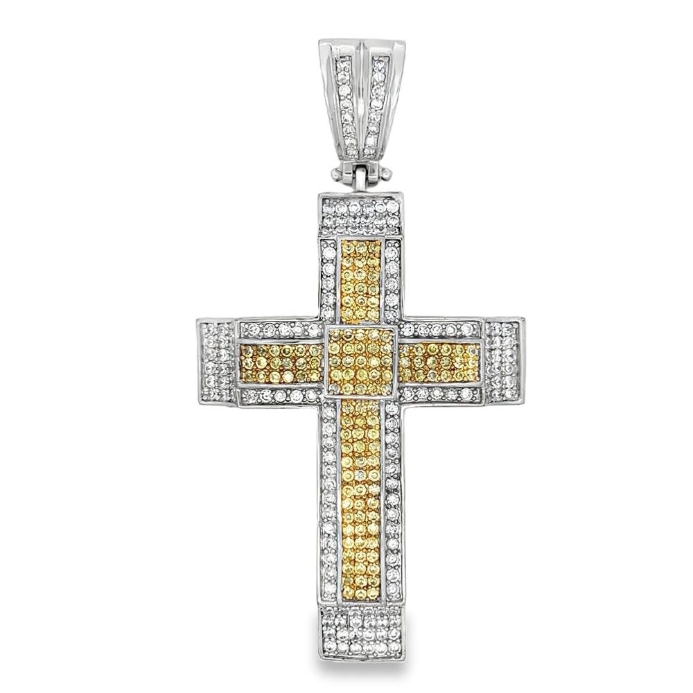 Clean Cross Canary CZ Iced Out Pendant