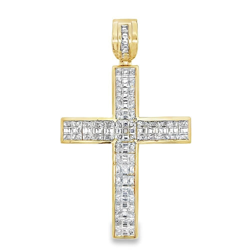 Clean Princess Cut Cross CZ Iced Out Pendant