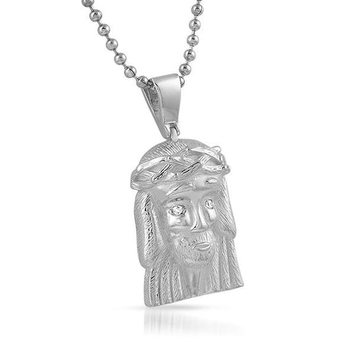 Clean Rhodium Micro Jesus Piece Pendant
