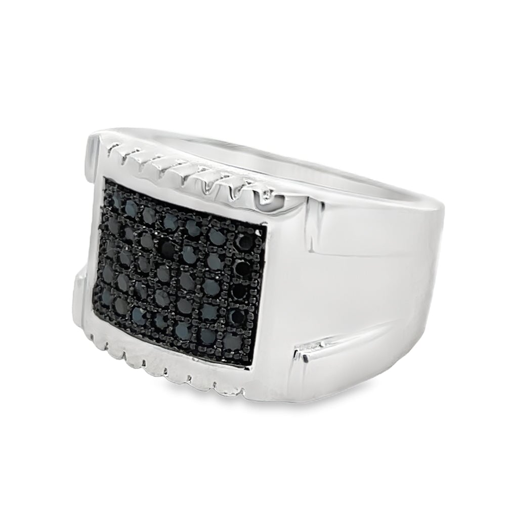 Clean Slice Black CZ Ring .925 Sterling Silver