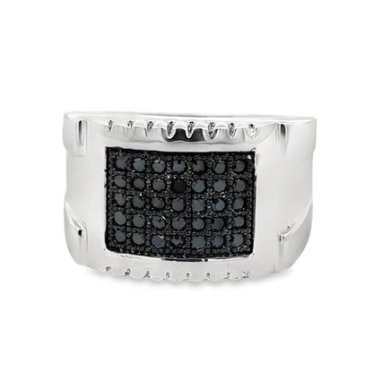 Clean Slice Black CZ Ring .925 Sterling Silver