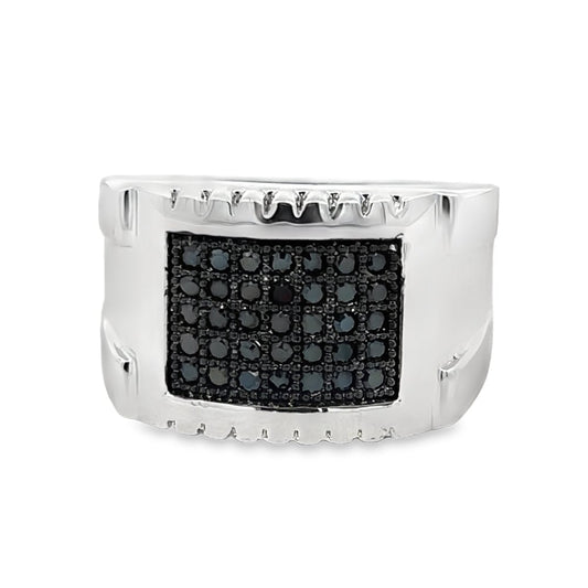 Clean Slice Black CZ Ring .925 Sterling Silver
