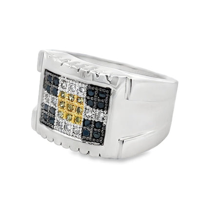 Clean Slice Tri CZ Ring .925 Sterling Silver