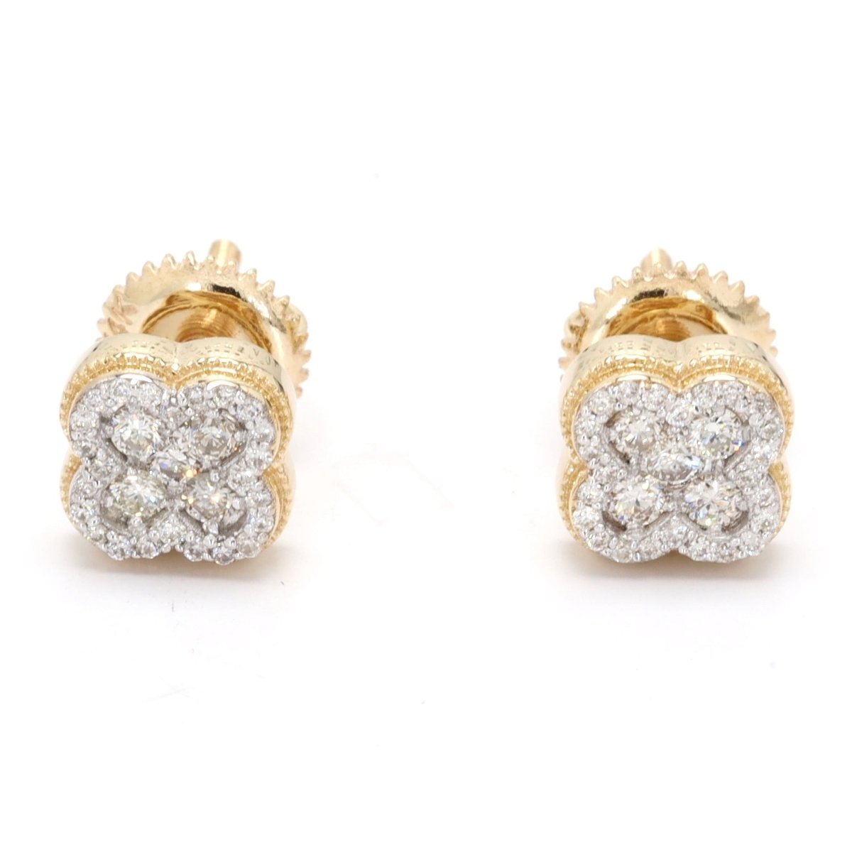Clover Halo Diamond Earrings Solid 14K Gold