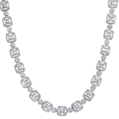Cluster Baguette Moissanite Iced Out Chain .925 Sterling Silver
