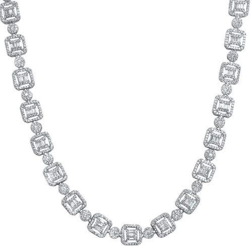 Cluster Baguette Moissanite Iced Out Chain .925 Sterling Silver
