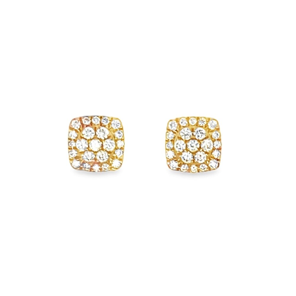 Cluster Cushion .56cttw Diamond 14K Yellow Gold Earrings