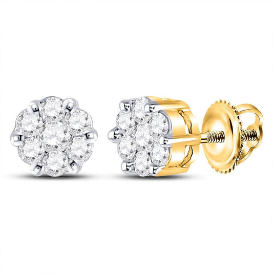 Cluster Diamond Earrings .25cttw 14K Yellow Gold