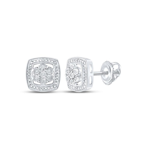Cluster in Frame .05cttw Diamond Earrings .925 Sterling Silver