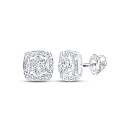 Cluster in Frame .05cttw Diamond Earrings .925 Sterling Silver
