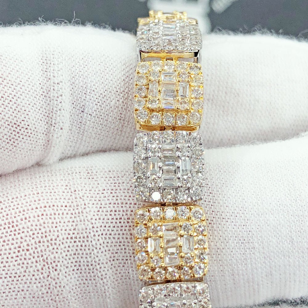 Cluster Link Diamond Bracelet 8.88 Carats 10K Yellow /White Gold