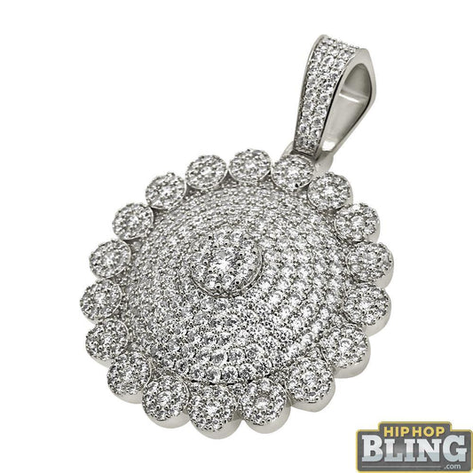 Cluster Mega Bling Rhodium CZ Medallion