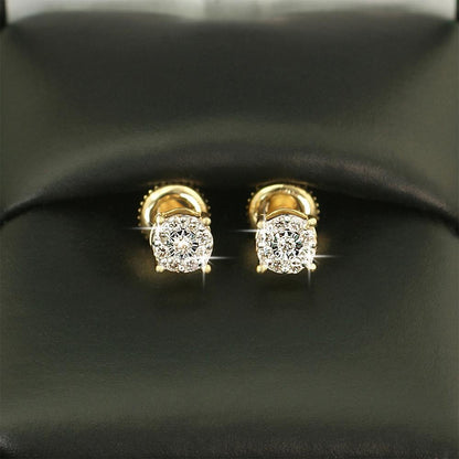 Cluster Mini Diamond Earrings .19cttw 10K Yellow or White Gold