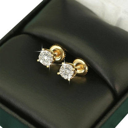Cluster Mini Diamond Earrings .19cttw 10K Yellow or White Gold