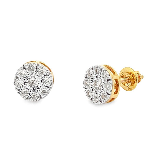 Cluster Miracle Diamond Earrings .20cttw 10K Yellow Gold