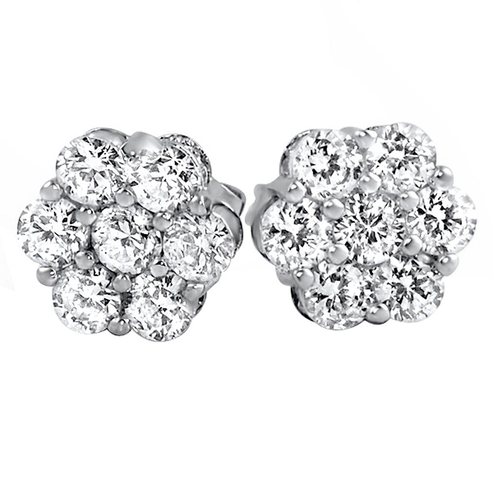 Cluster VVS Moissanite Earrings .925 Sterling Silver