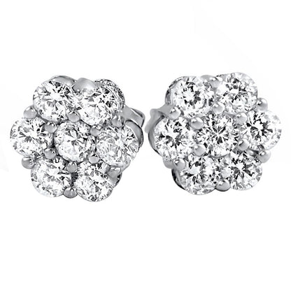 Cluster VVS Moissanite Earrings .925 Sterling Silver