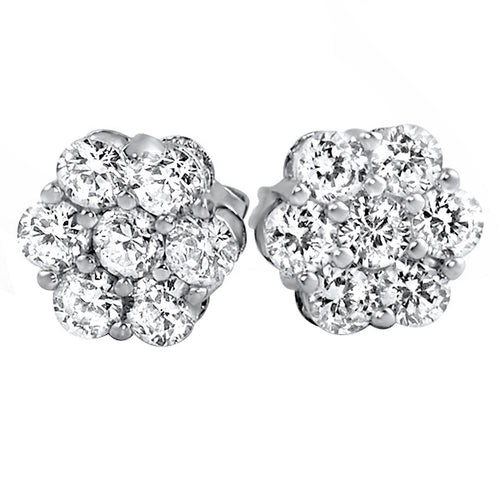 Cluster VVS Moissanite Earrings .925 Sterling Silver