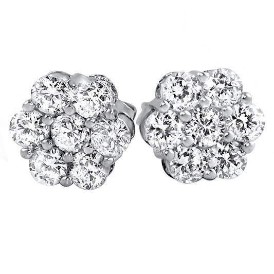 Cluster VVS Moissanite Earrings .925 Sterling Silver