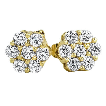Cluster VVS Moissanite Earrings .925 Sterling Silver