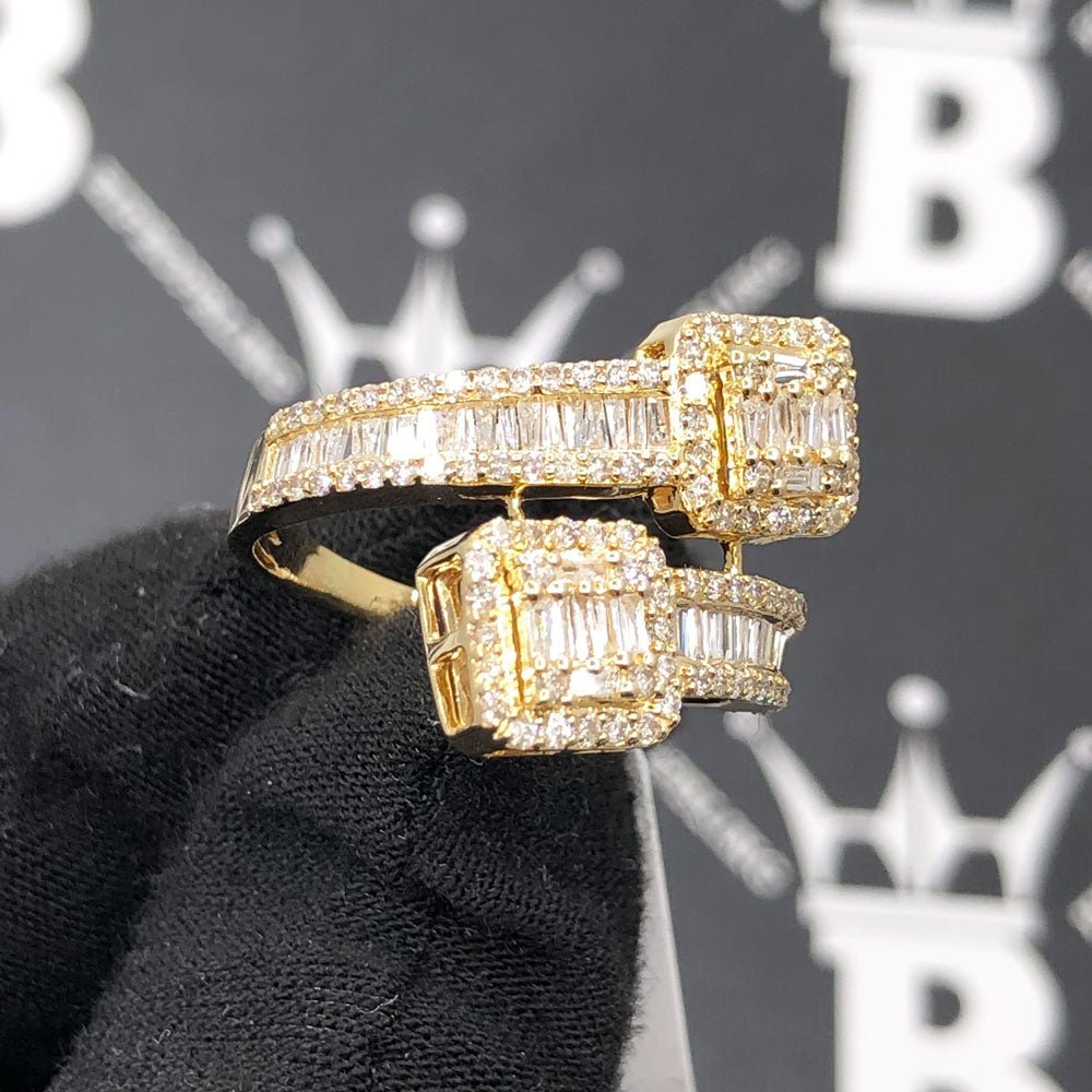 Cluster Wrap Baguette Diamond Ring 1.30cttw 10K White or Yellow Gold