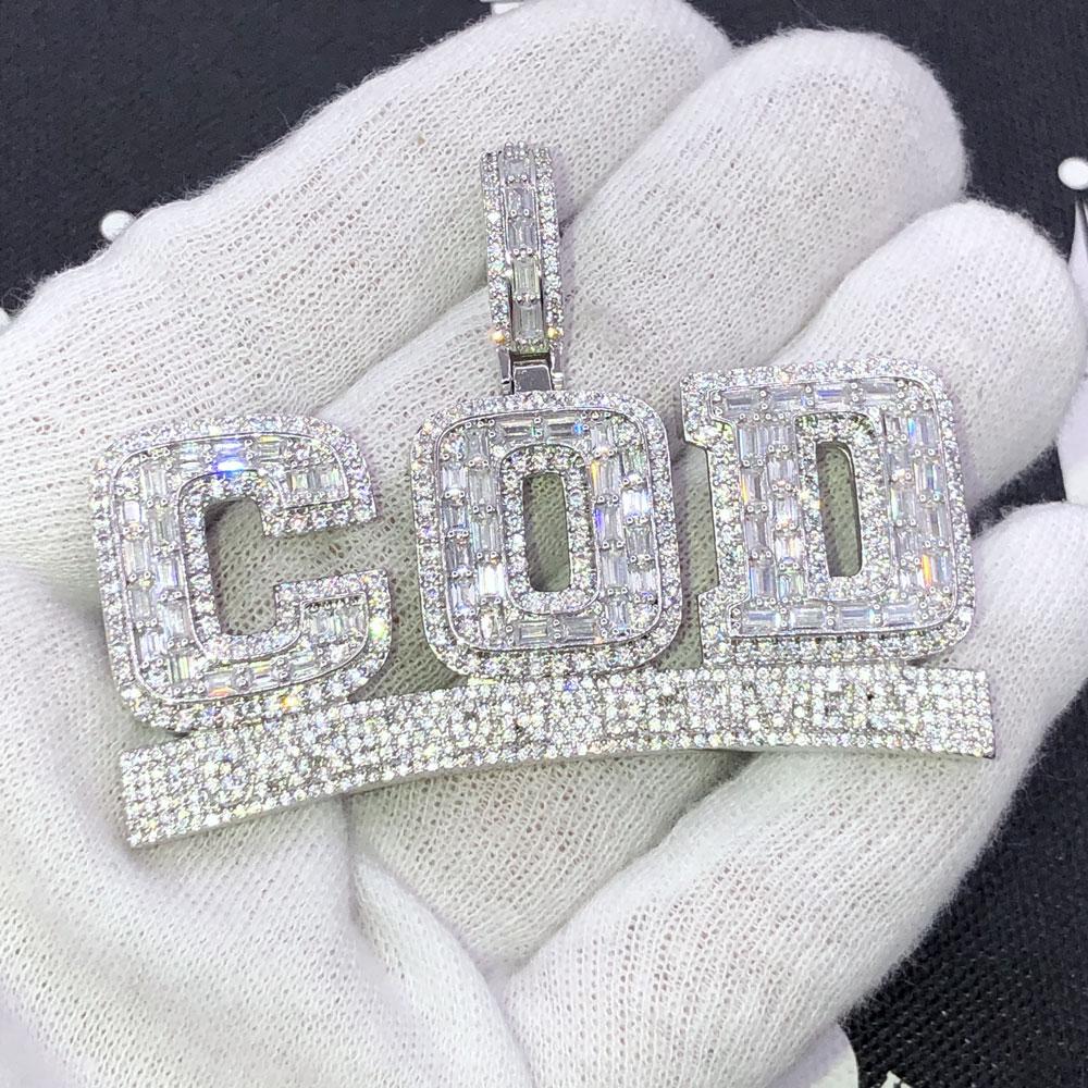 COD Cash on Delivery Baguette CZ Iced Out Pendant