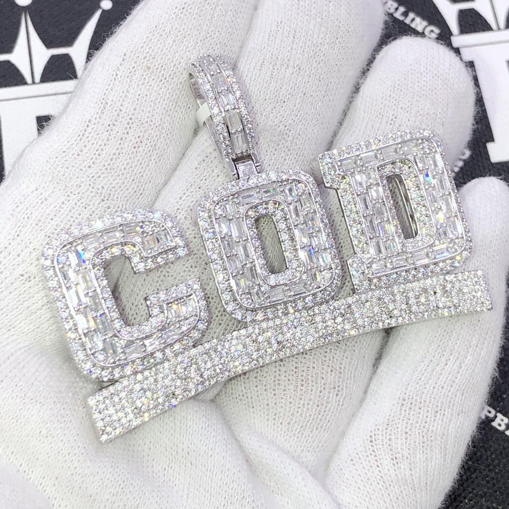 COD Cash on Delivery Baguette CZ Iced Out Pendant