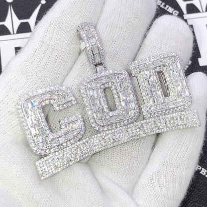 COD Cash on Delivery Baguette CZ Iced Out Pendant