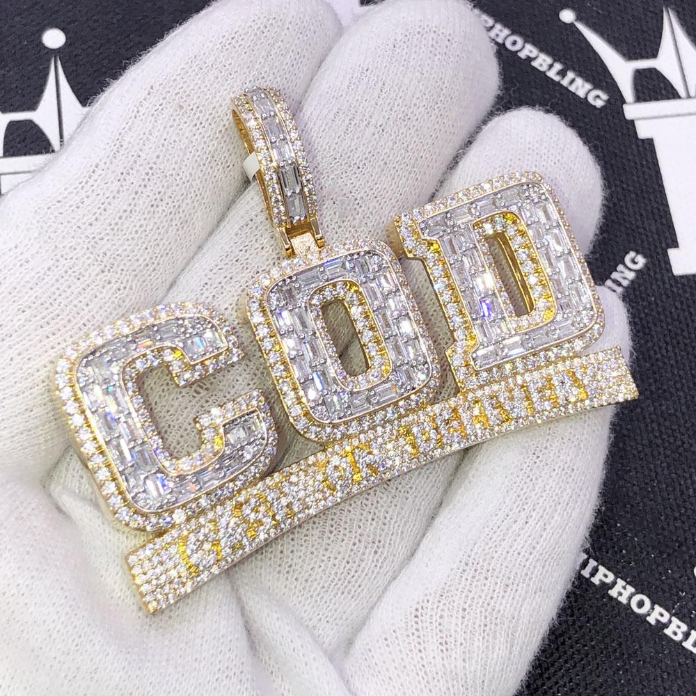 COD Cash on Delivery Baguette CZ Iced Out Pendant
