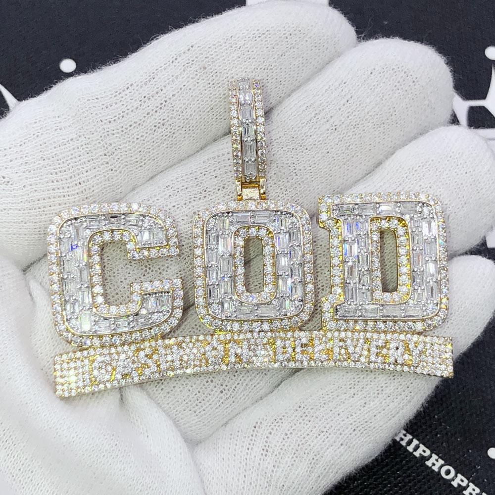 COD Cash on Delivery Baguette CZ Iced Out Pendant
